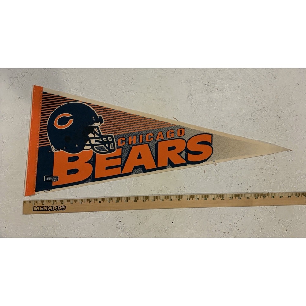 Vtg NFL Football Pennant Chicago Bears 29" Banner Football Triangle Flag Blue